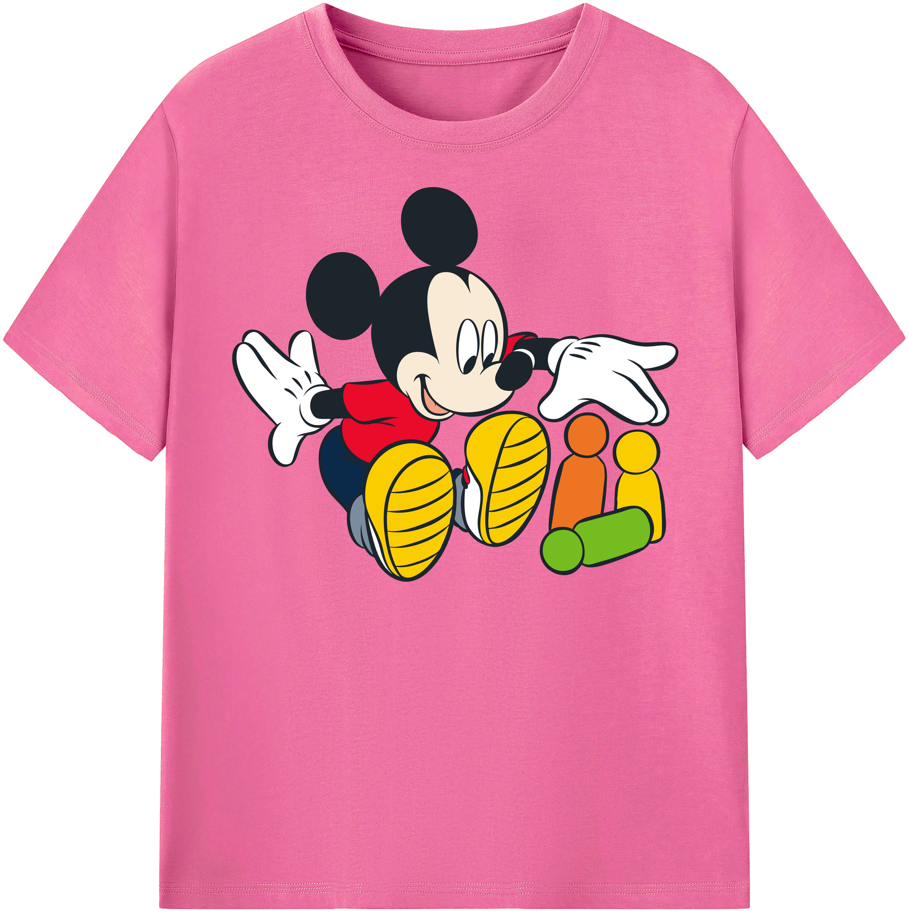 （画像用） ミッキーマウス Mickey Mouse レディースカジュアルプリントTシャツ（綿100％）